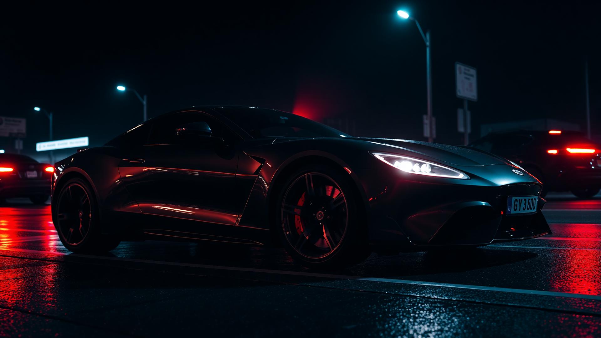 Exotic supercar at night